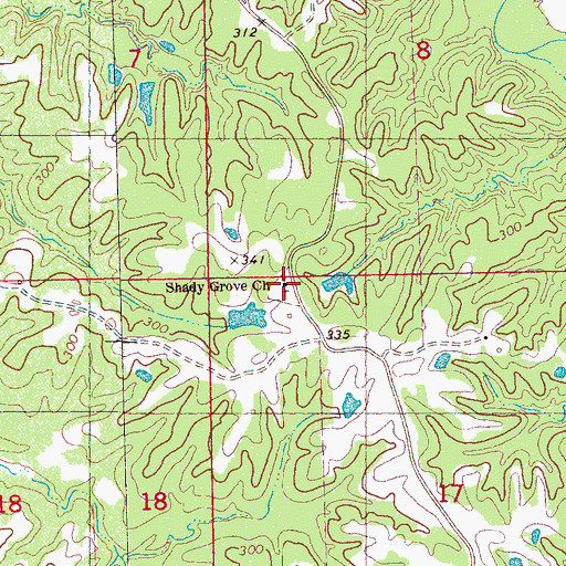 Topographic Map of Shady Grove Cemetery, MS