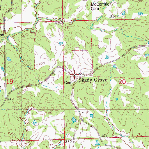 Topographic Map of Shady Grove Cemetery, MS