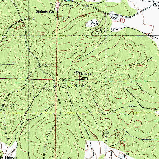 Topographic Map of Shady Grove Cemetery, MS