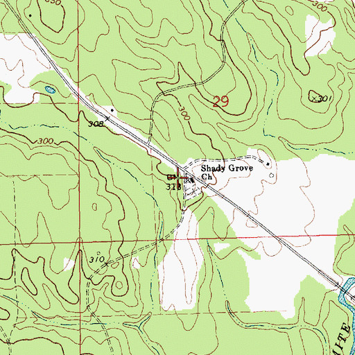 Topographic Map of Shady Grove Church, MS