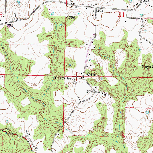 Topographic Map of Shady Grove Church, MS