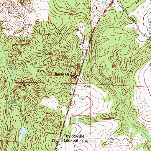 Topographic Map of Shady Grove Church, MS