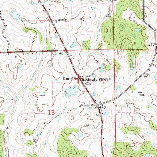 Topographic Map of Shady Grove Church, MS