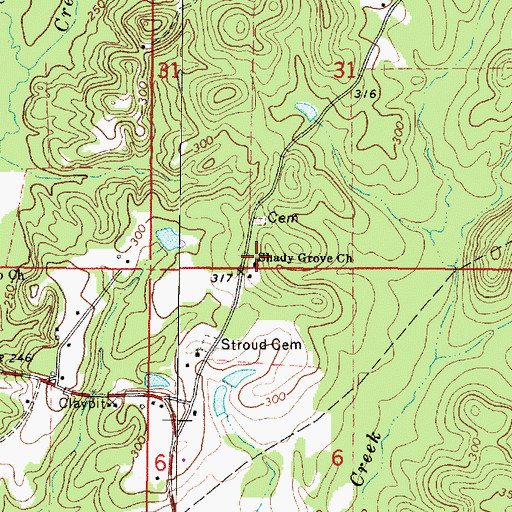 Topographic Map of Shady Grove Church, MS