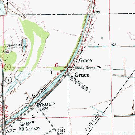 Topographic Map of Shady Grove Church, MS
