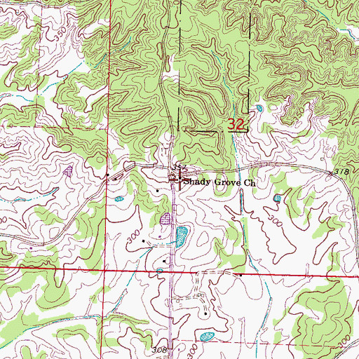Topographic Map of Shady Grove Church, MS