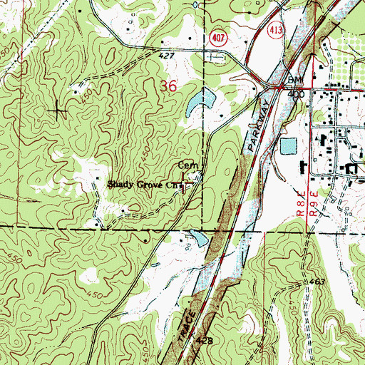Topographic Map of Shady Grove Church, MS