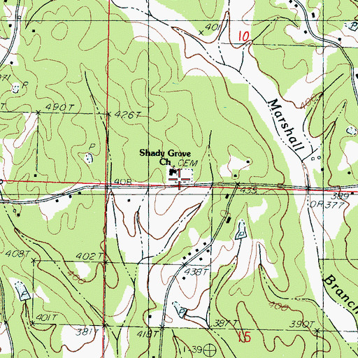 Topographic Map of Shady Grove Church, MS