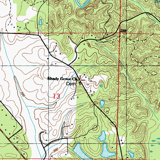 Topographic Map of Shady Grove Church, MS