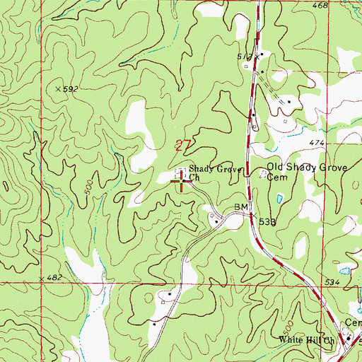 Topographic Map of Shady Grove Church, MS