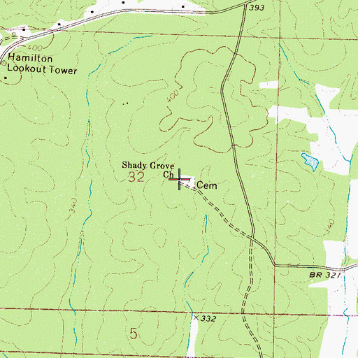 Topographic Map of Shady Grove Church, MS