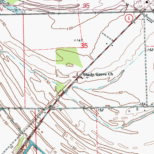 Topographic Map of Shady Grove Church, MS
