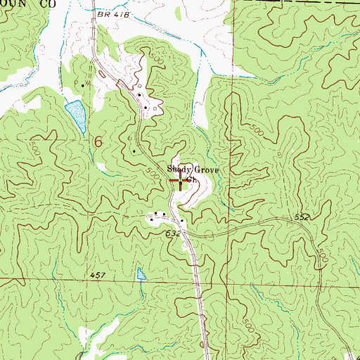 Topographic Map of Shady Grove Church, MS