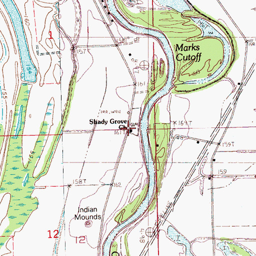 Topographic Map of Shady Grove Church, MS