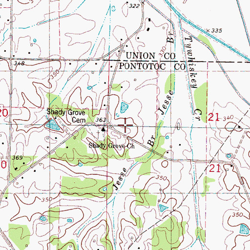 Topographic Map of Shady Grove Church, MS