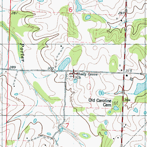 Topographic Map of Shady Grove Church, MS