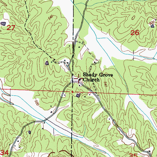 Topographic Map of Shady Grove Church, MS