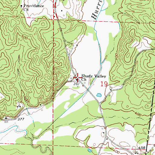 Topographic Map of Shady Valley Church, MS
