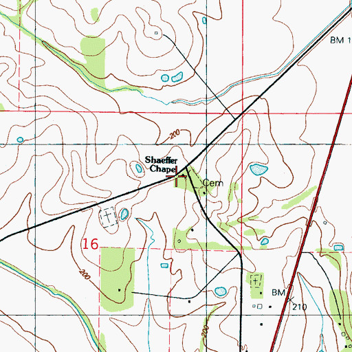 Topographic Map of Shaeffer Chapel, MS