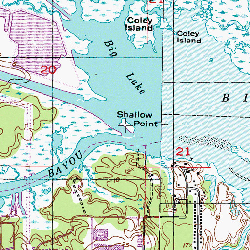Topographic Map of Shallow Point, MS