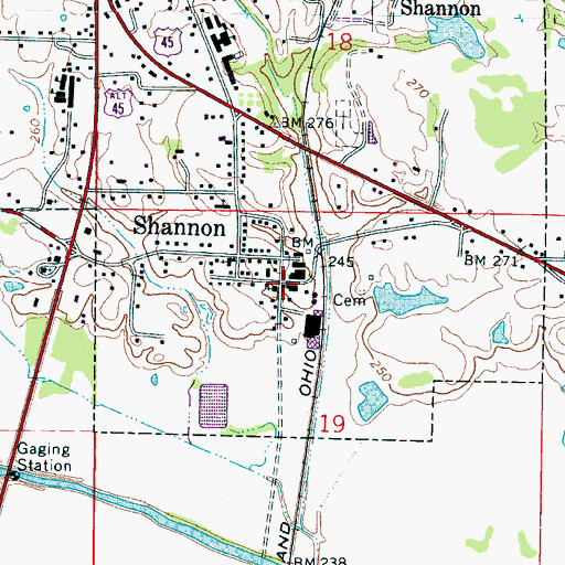Topographic Map of Shannon, MS