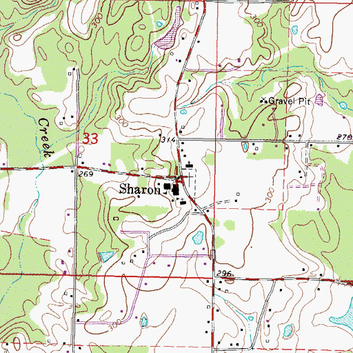 Topographic Map of Sharon, MS