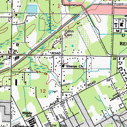 Topographic Map of Sharon Baptist Church, MS