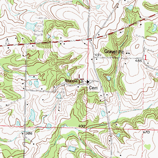 Topographic Map of Sharon Church, MS