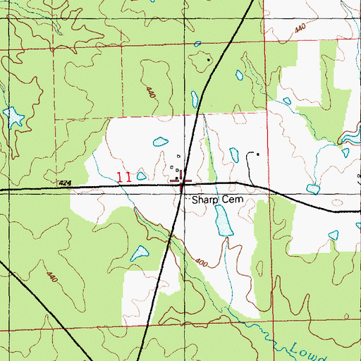 Topographic Map of Sharp Cemetery, MS