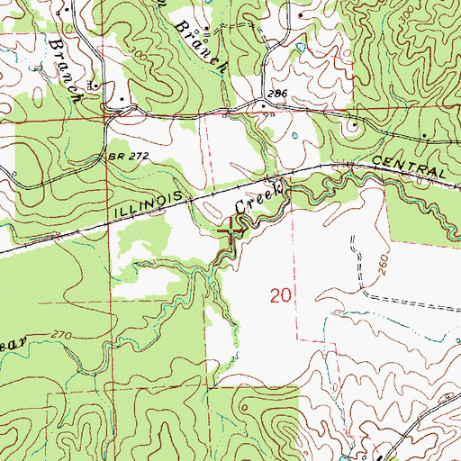 Topographic Map of Shaw Branch, MS