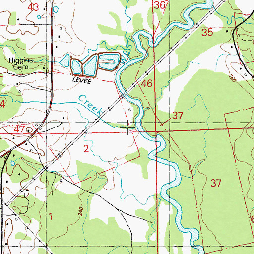 Topographic Map of Shaw Creek, MS