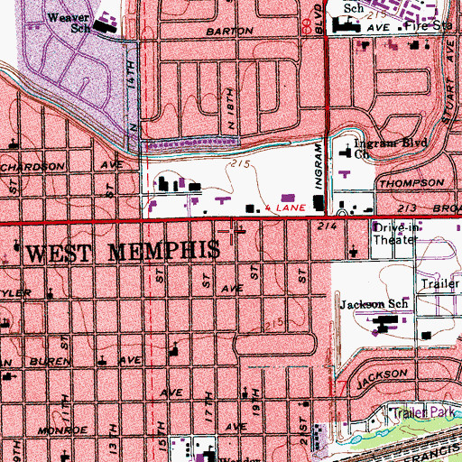 Topographic Map of Eighteenth Street Mission for Jesus Christ, AR
