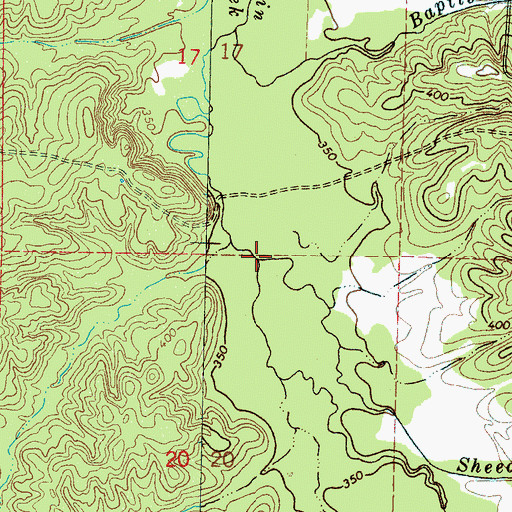 Topographic Map of Sheedy Branch, MS