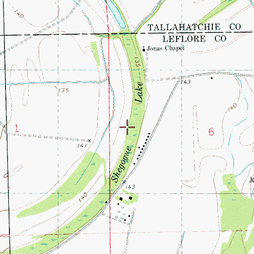 Topographic Map of Shegogue Lake, MS