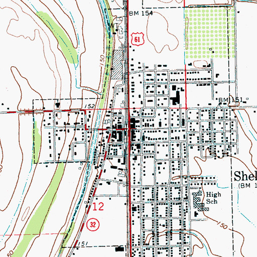 Topographic Map of Shelby, MS