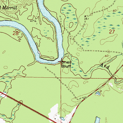 Topographic Map of Shell Bluff, MS