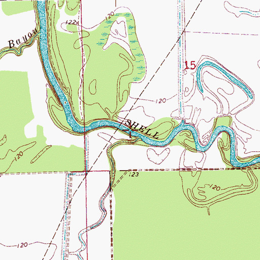 Topographic Map of Shell Lake, MS