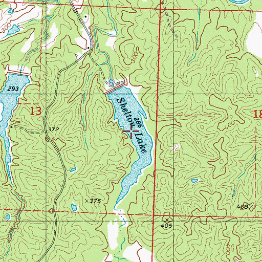 Topographic Map of Shelton Lake, MS