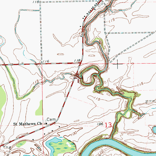 Topographic Map of Shepherds Bayou, MS