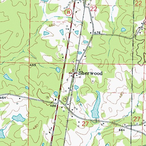 Topographic Map of Sherwood, MS