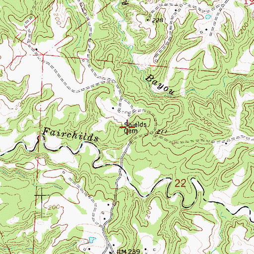 Topographic Map of Shields Cemetery, MS