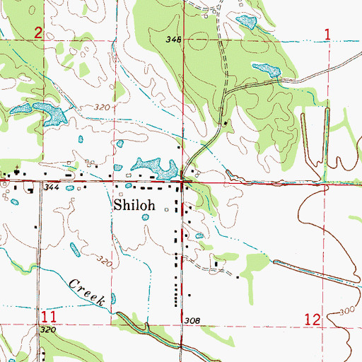 Topographic Map of Shiloh, MS