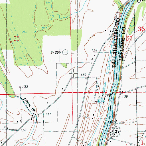 Topographic Map of Shiloh Cemetery, MS