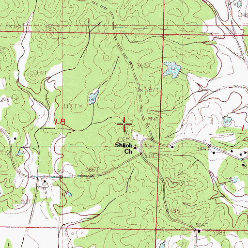 Topographic Map of Shiloh Cemetery, MS
