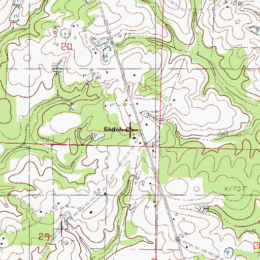 Topographic Map of Shiloh Church, MS