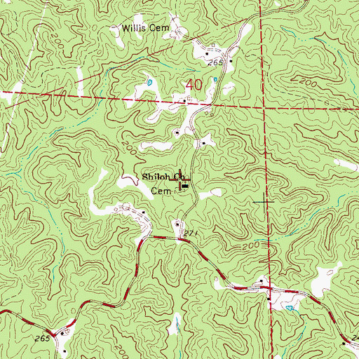 Topographic Map of Shiloh Baptist Church, MS