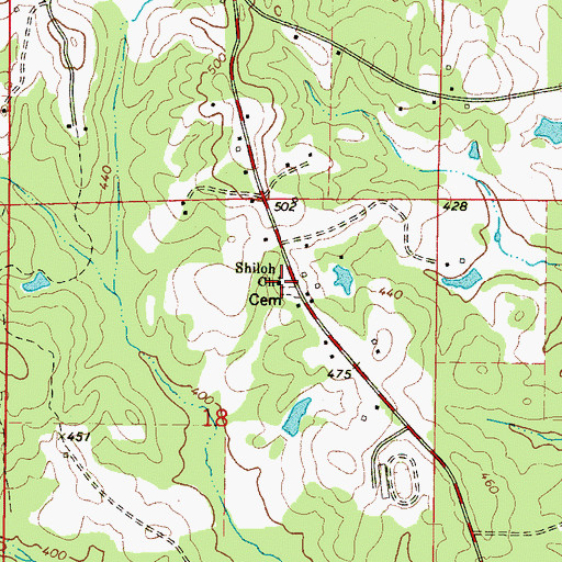 Topographic Map of Shiloh Church, MS