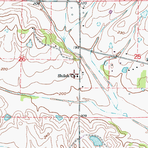 Topographic Map of Shiloh Church, MS