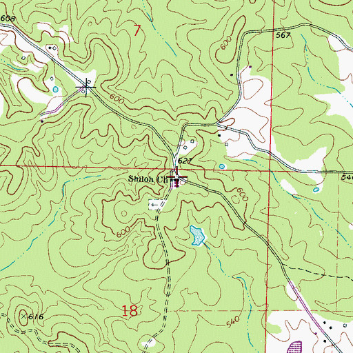 Topographic Map of Shiloh Baptist Church, MS