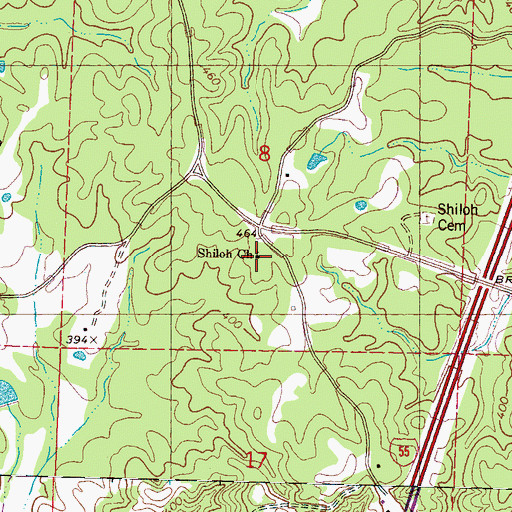 Topographic Map of Shiloh Church, MS